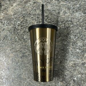 Starbucks NEW YORK Times Square Golden Travel Cup Tumbler Stainless Steel